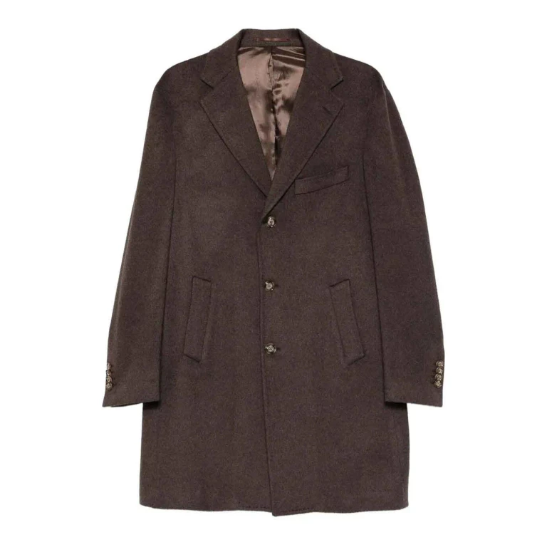 Barba Napoli Manteau Au Genou - Marron Foncé