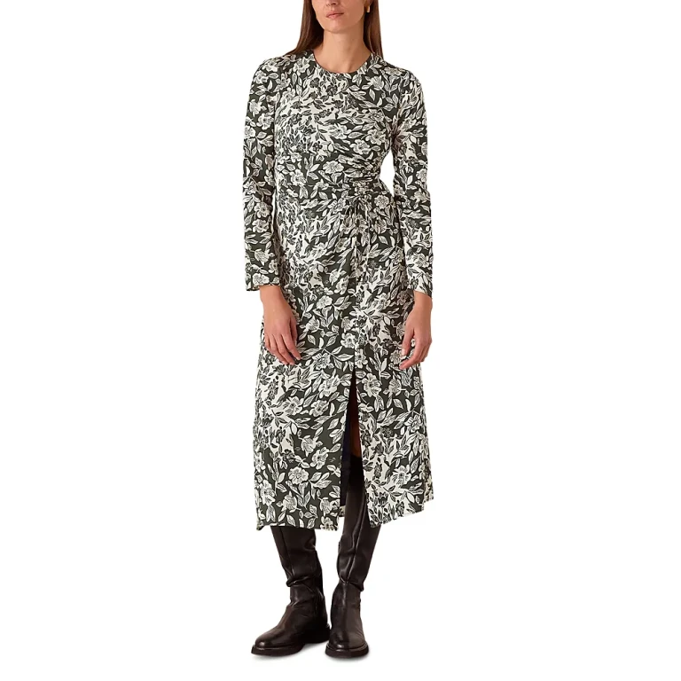 Whistles Cut Stems Ruched Side Dress