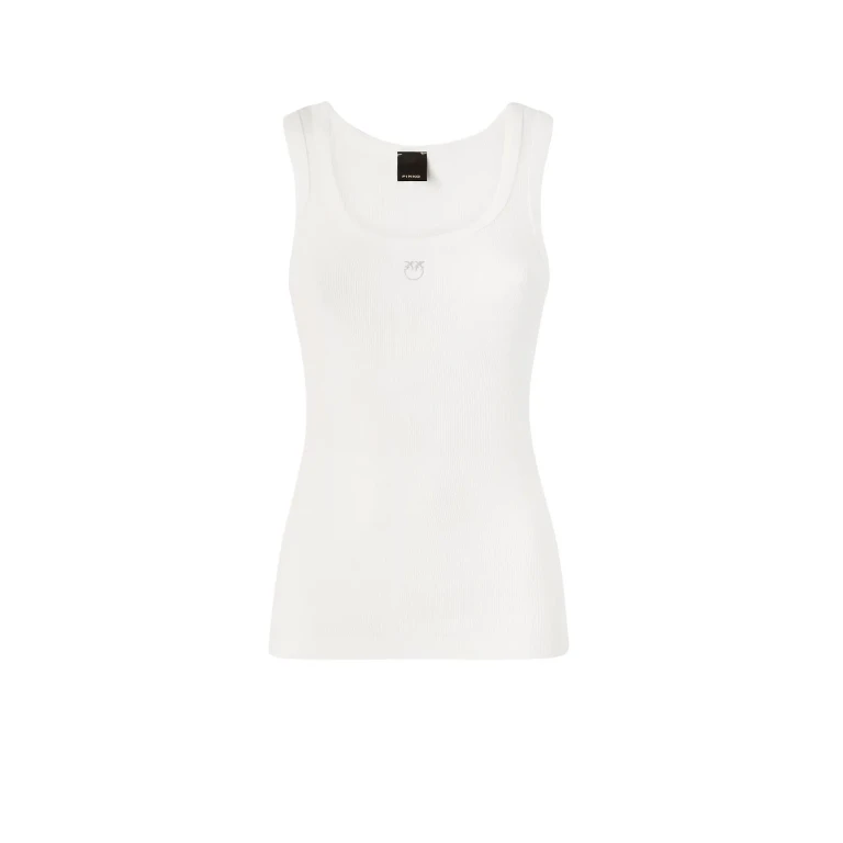 Pinko Calcolatore Cotton Tank Top With Love Birds Logo On The Front