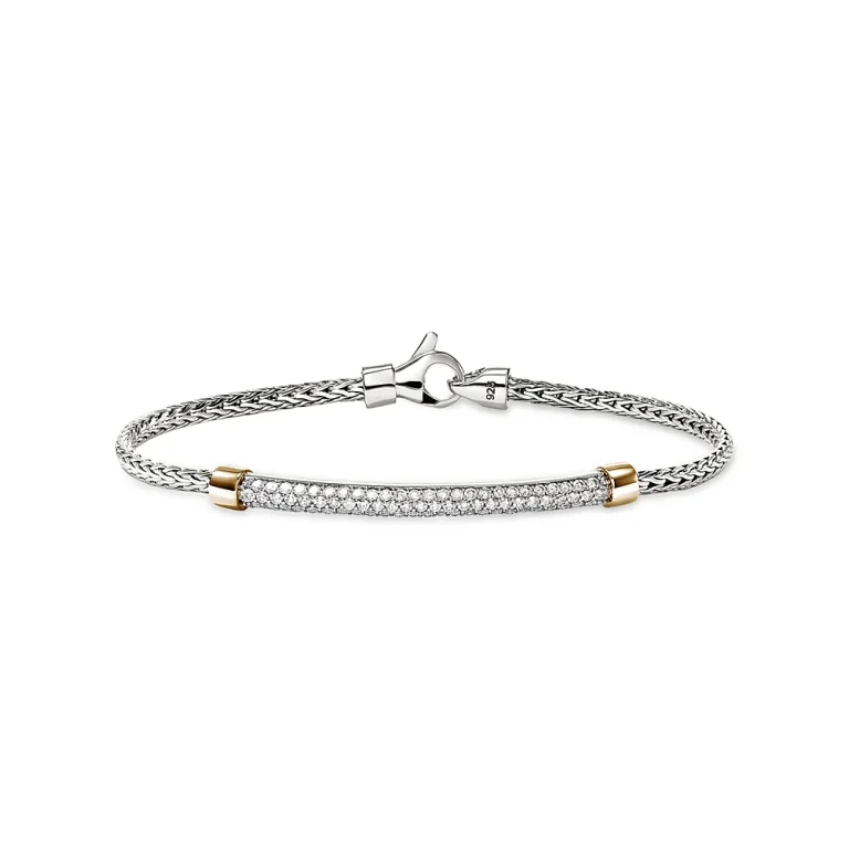 John Hardy 14K Yellow Gold & Sterling Silver Jh Essentials Diamond Pave Chain Bracelet