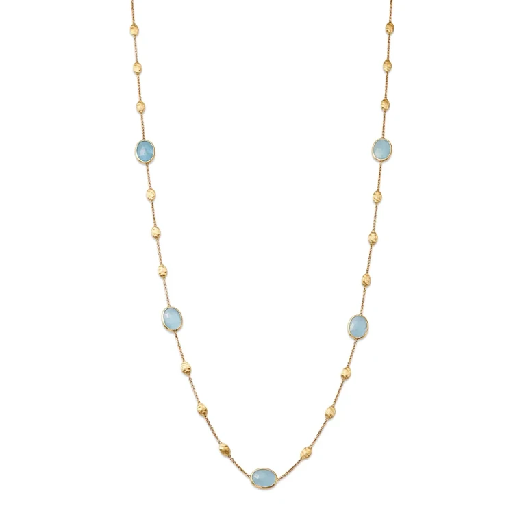 Marco Bicego 18K Yellow Gold Siviglia Aquamarine Beaded Strand Necklace, 36L