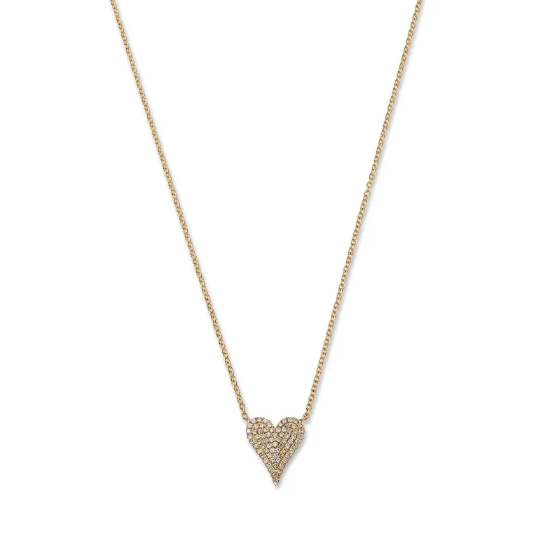 Diamond Pave Heart Pendant Necklace in 14K Yellow Gold, 0.21 tcw
