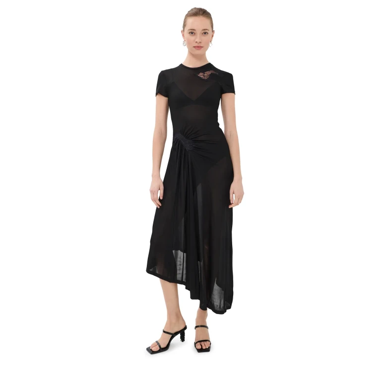 Christopher Esber Delphin Lace Rib Tee Dress Black 6