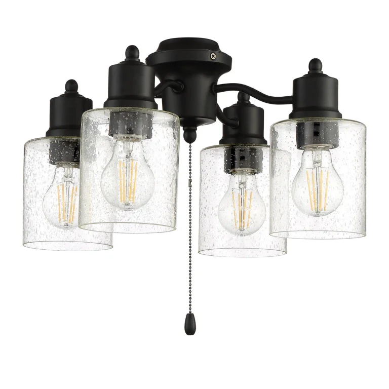 Flat Black LED Fan Light Kit from the Light Kit-Armed Collection