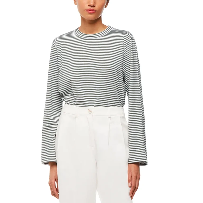 Whistles Striped Long Sleeve Crop Tee