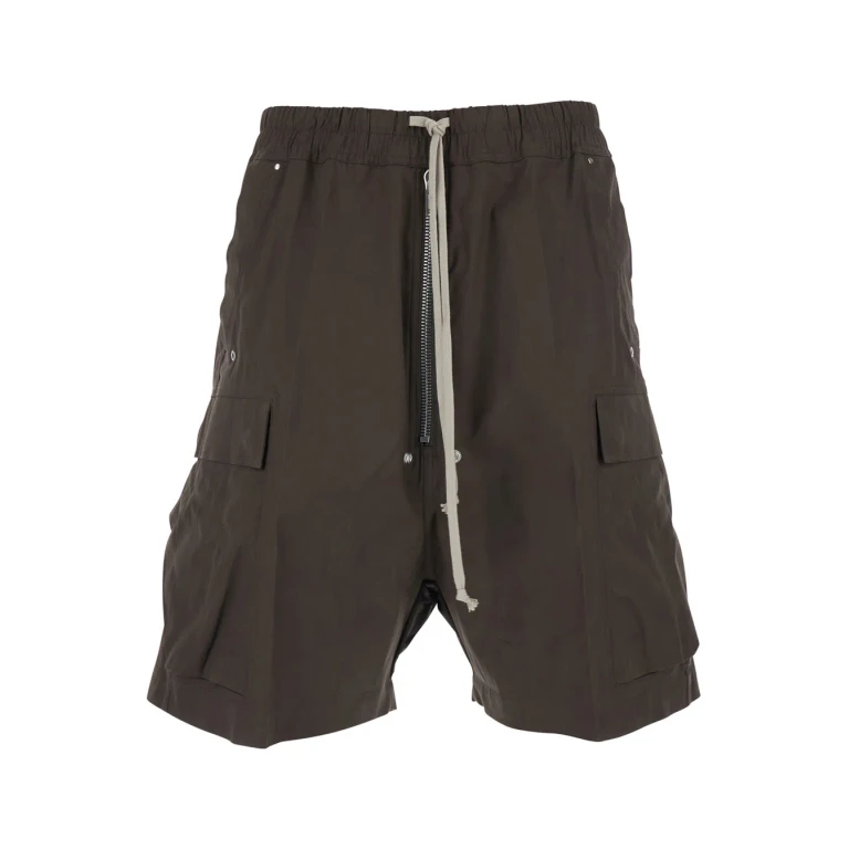 Rick Owens Brown Shorts With Elastic Drawstring And Welt Pockets In Cotton Stretch Man