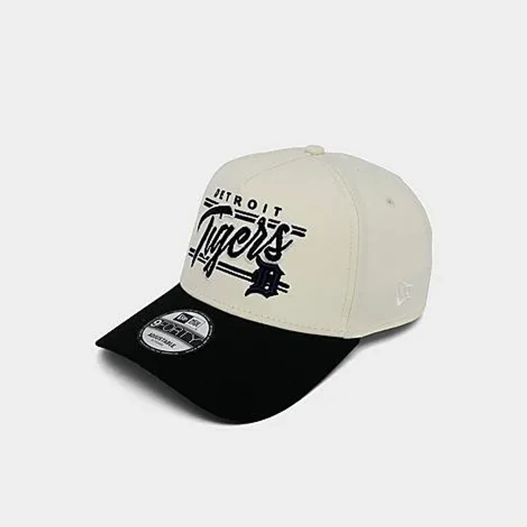 New Era Detroit Tigers MLB Graphic Logo 9FORTY A-Frame Snapback Hat in Chrome/Black