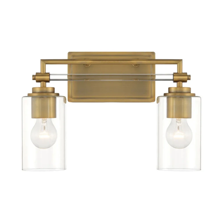 Antique Noble Brass Two Light Bath Vanity from the Binsly Collection