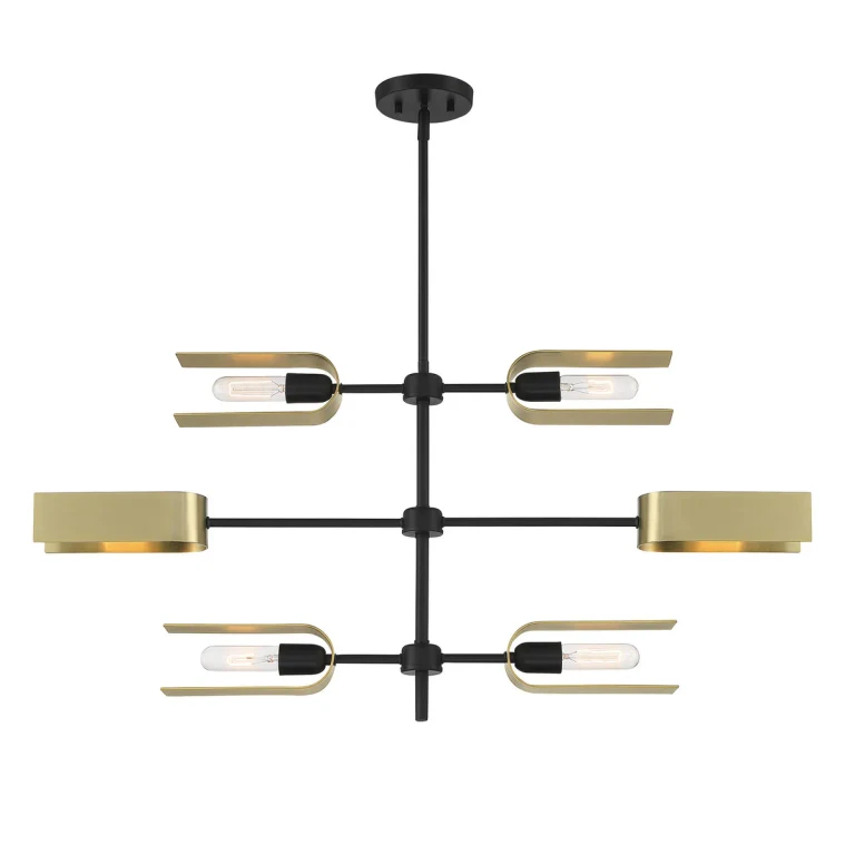 Matte Black Six Light Island Pendant from the U Turn Collection