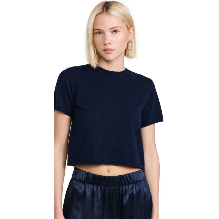 Sablyn Charleston Cashmere Short Sleeve Sweater Foggy M