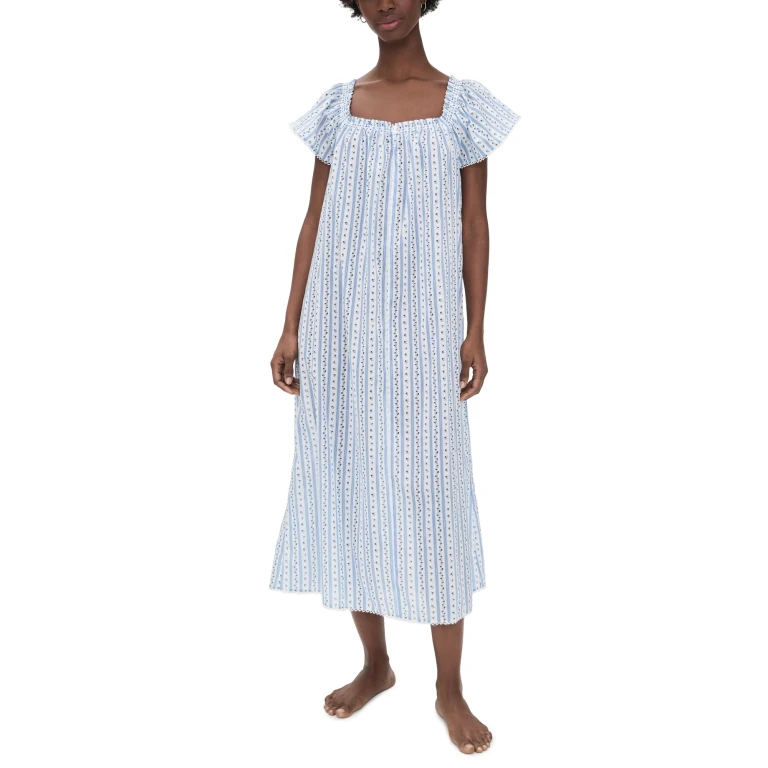 Hill House Home The Therese Nightgown Petal Stripe Blue XXS