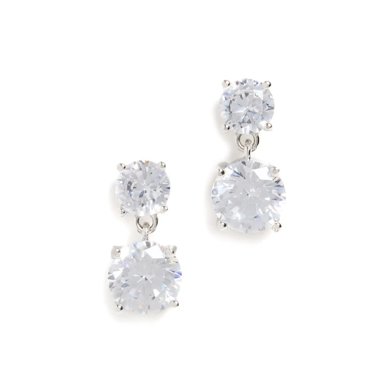 SHASHI Cz Drop Earrings White Gold One Size