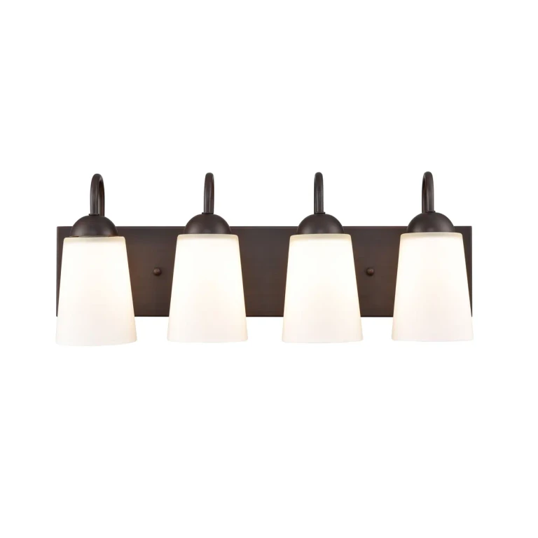 Rubbed Bronze Four Light Vanity from the Ivey Lake Collection