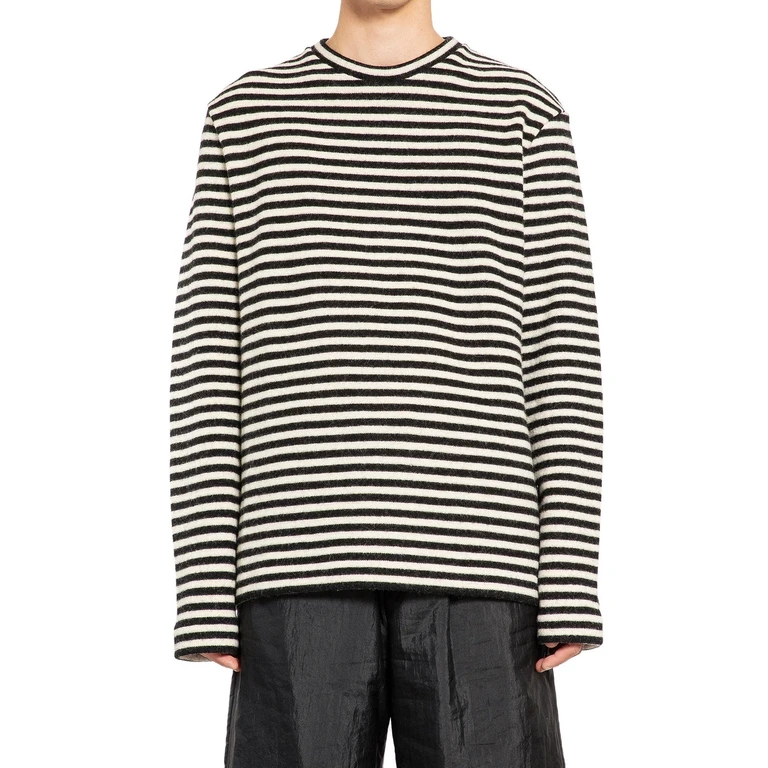 Jil Sander Striped Wool Compact Jersey T-Shirt White - Men
