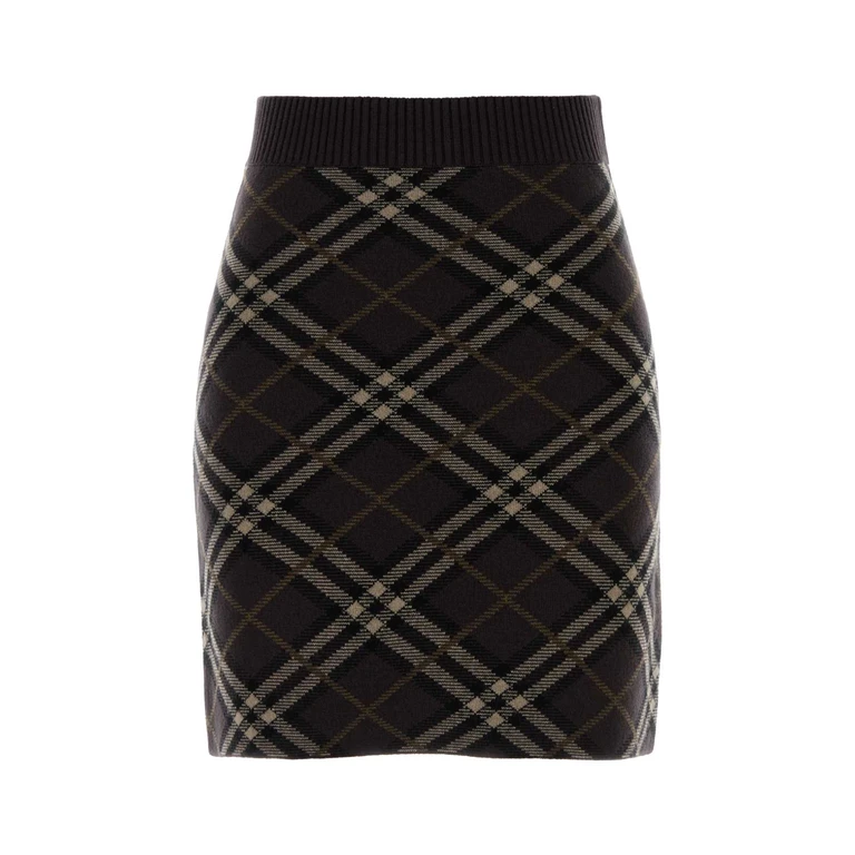 Burberry Embroidered Stretch Wool Blend Mini Skirt Truffleipcheck Gonne - Women