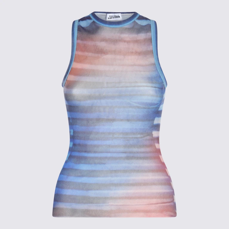 JEAN PAUL GAULTIER Top Lightblue/blue/peach _main Fabric: Pa - Lining - Women