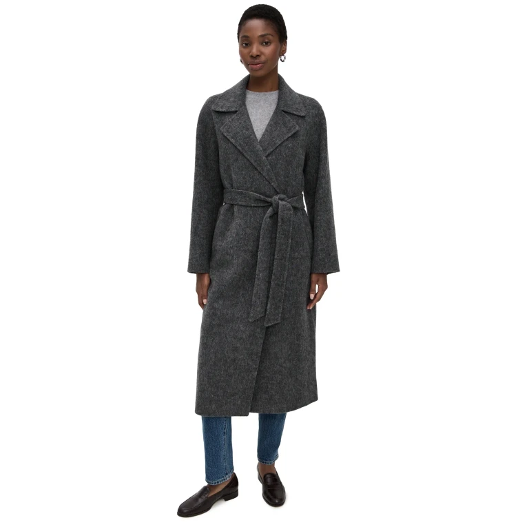 Alex Mill Georgia Wrap Coat In Wool Alpaca Dark Grey L