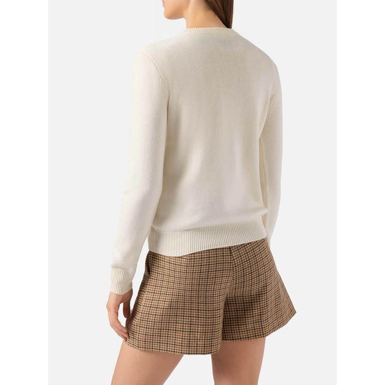 Mc2 Saint Barth New Queen Cashmere-Blend Sweater White With Bollicine Addicted Lurex Jacquard - Women