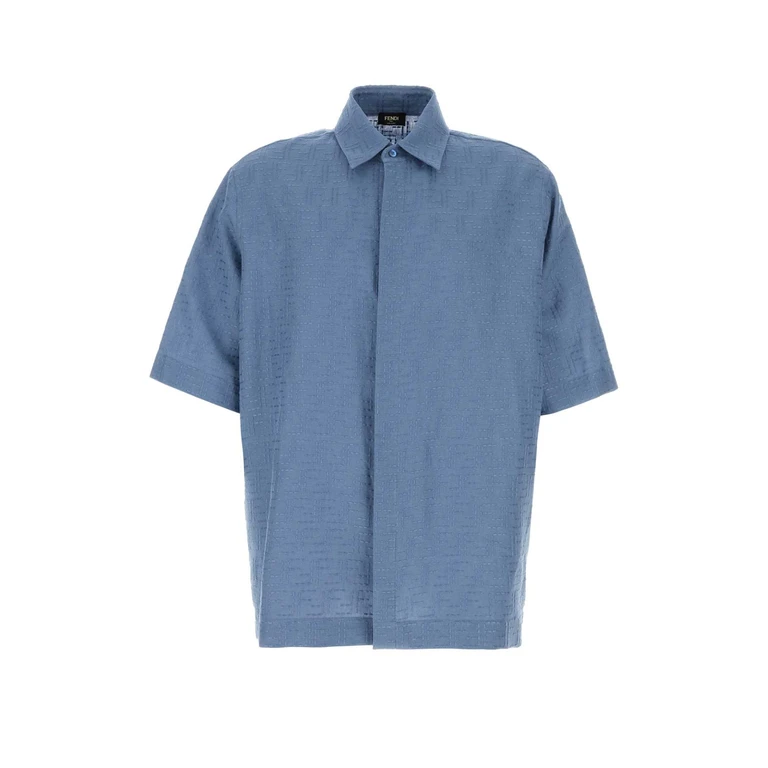 Cerulean Blue Linen Blend Shirt Baia Exterior: Cotton Camicie - Men