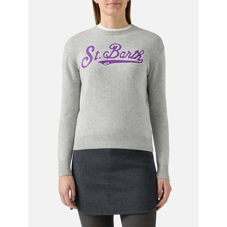 Mc2 Saint Barth New Queen Crewneck With Saint Barth Terry Patch Grey - Women
