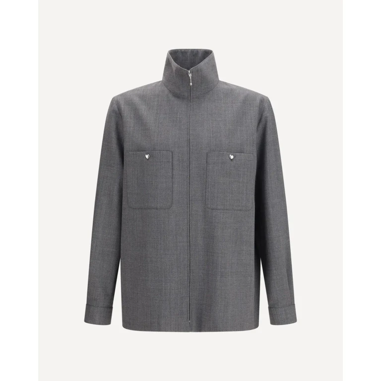 VALENTINO Mouliné wool shirt Jacket Male 48