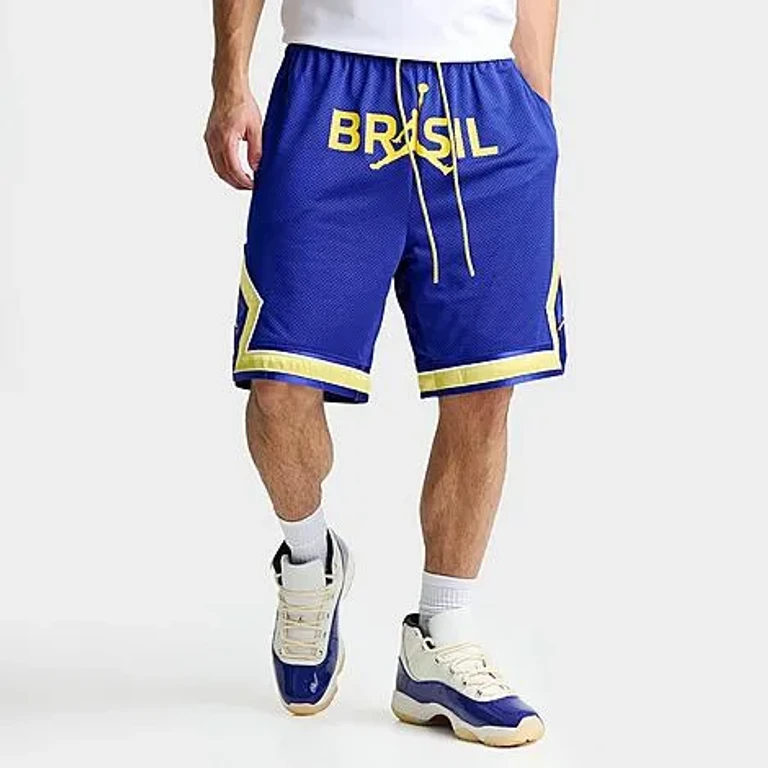 Jordan Men's Sport Brazil Mesh Diamond Shorts in Old Royal/Yellow Pulse/White Size: Small