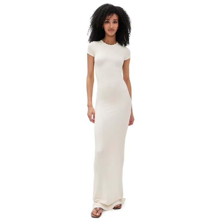 Éterne Cap Sleeve Maxi Dress Cream S