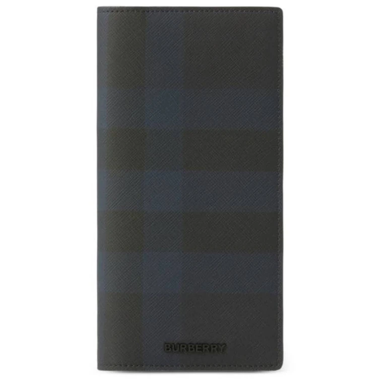 Burberry Mens Check Leather Long Wallet