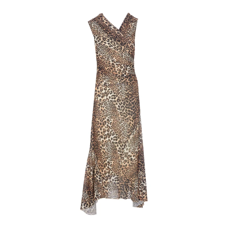 Ganni Marl Mesh Leopard Dress