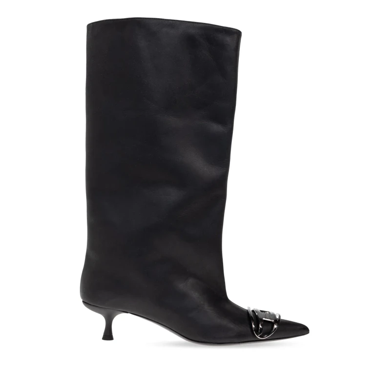 DVenus Boots aus glattem schwarzem Leder