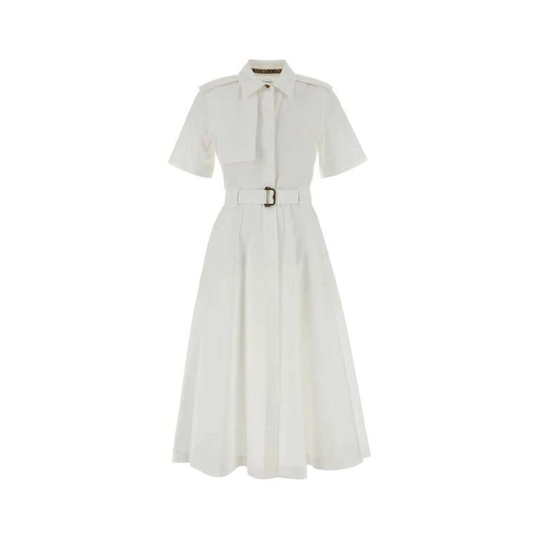 Burberry White Poplin Shirt Dress Opticwhite Exterior: Cotton Abiti - Women