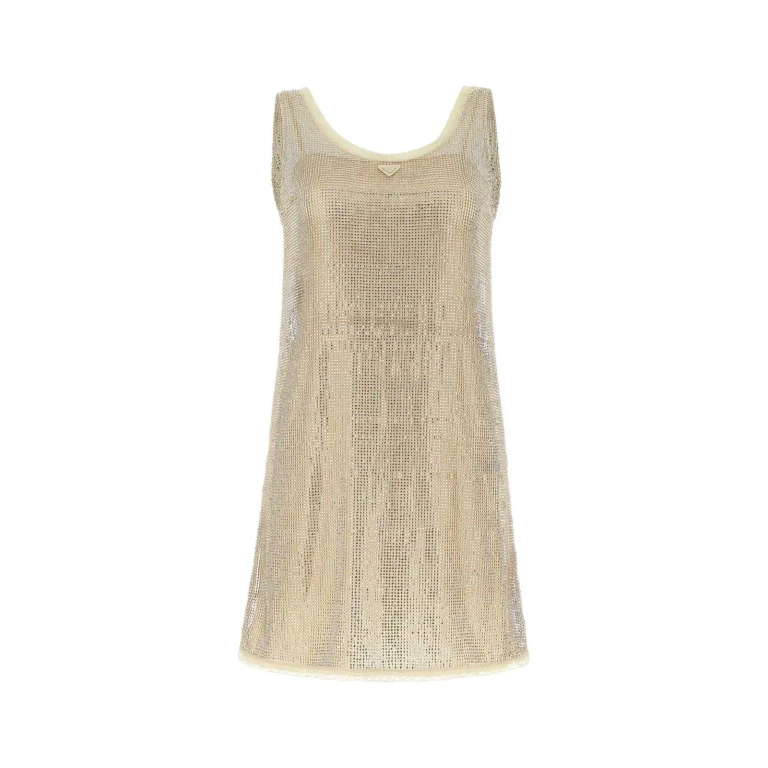 Prada Logo Plaque Embellished Sleeveless Dress