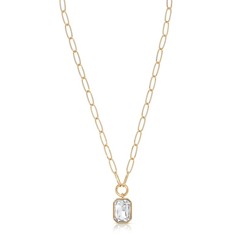 Ettika Stone Bezel Deco Pendant Necklace, 15-20