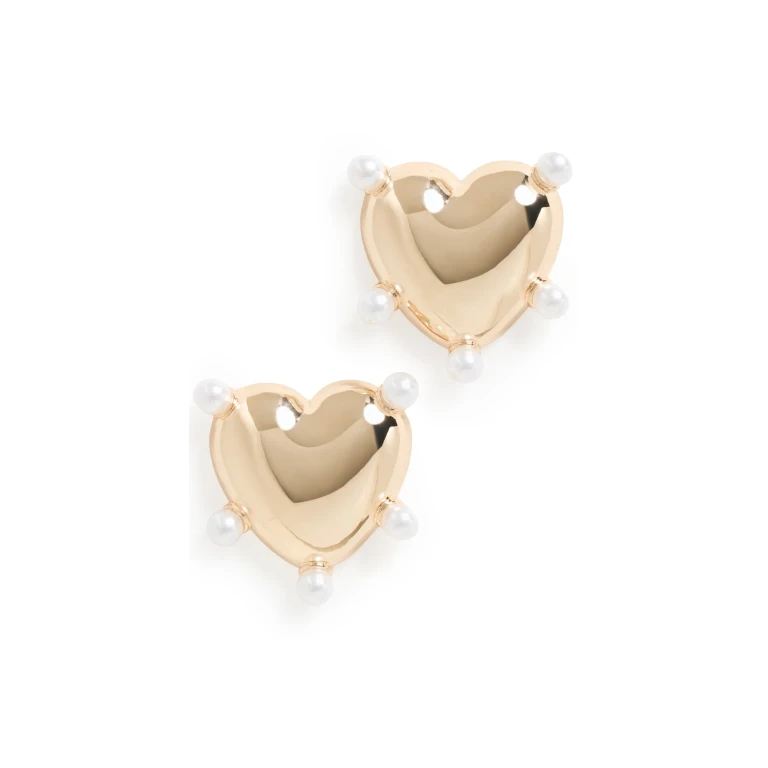 Kenneth Jay Lane Polished Gold Heart Post Earrings Gold One Size