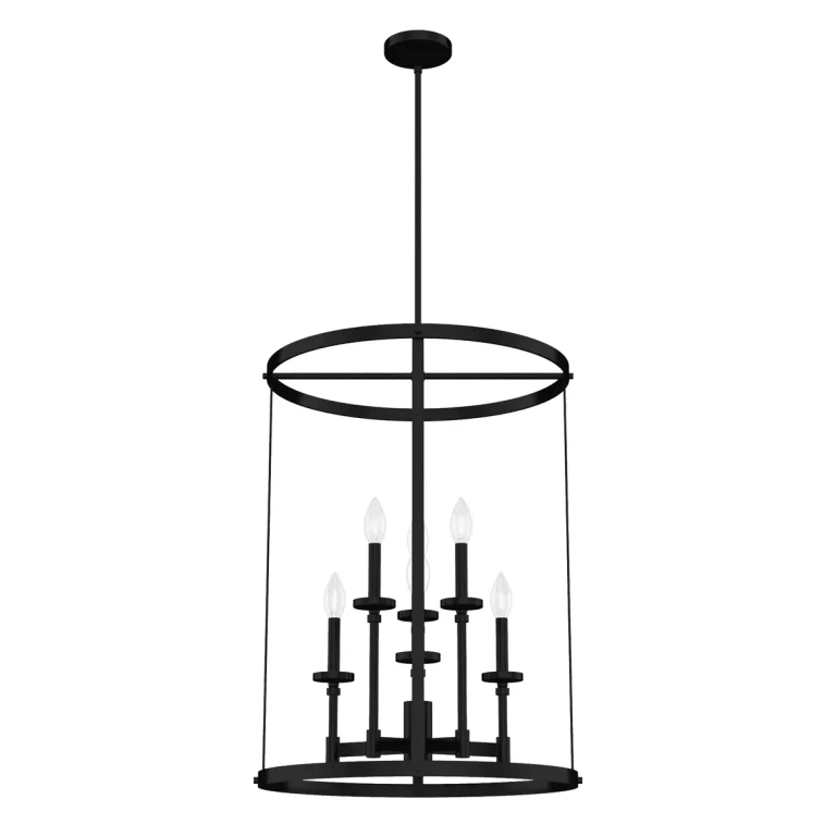 Matte Black Six Light Foyer Pendant from the Briargrove Collection
