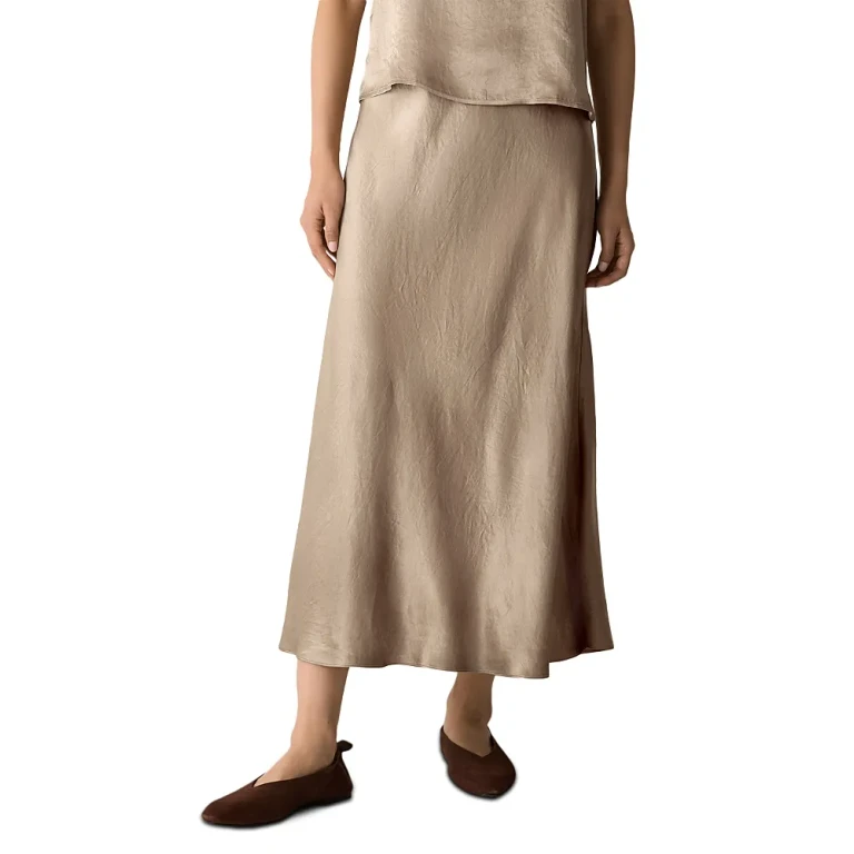 Eileen Fisher Petites Textured Satin Bias Skirt