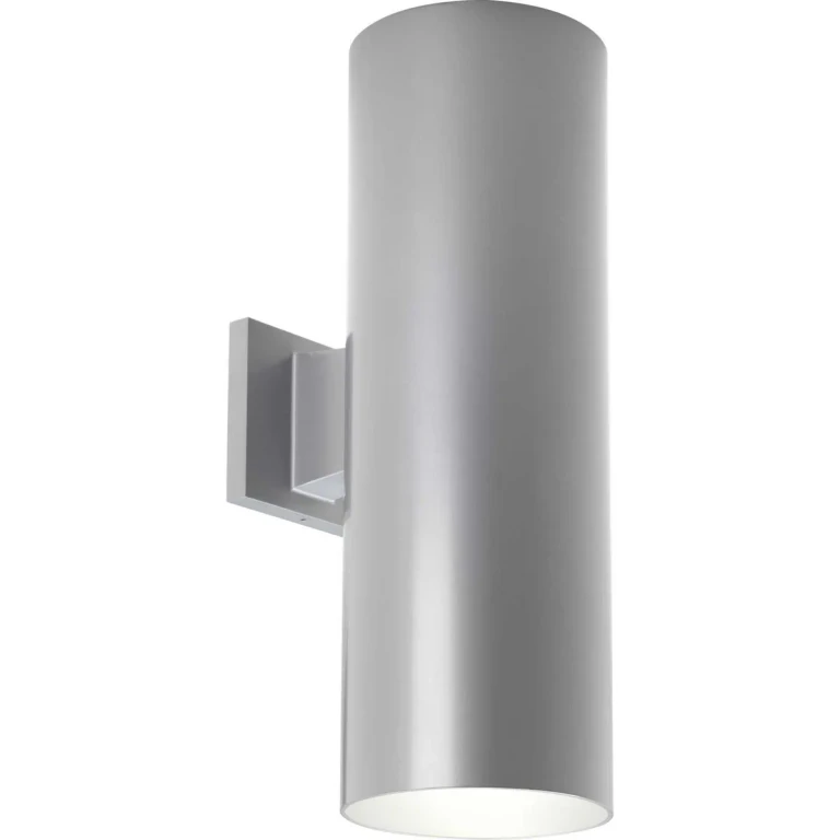 Metallic Gray Two Light Wall Lantern from the Cylinder Collection