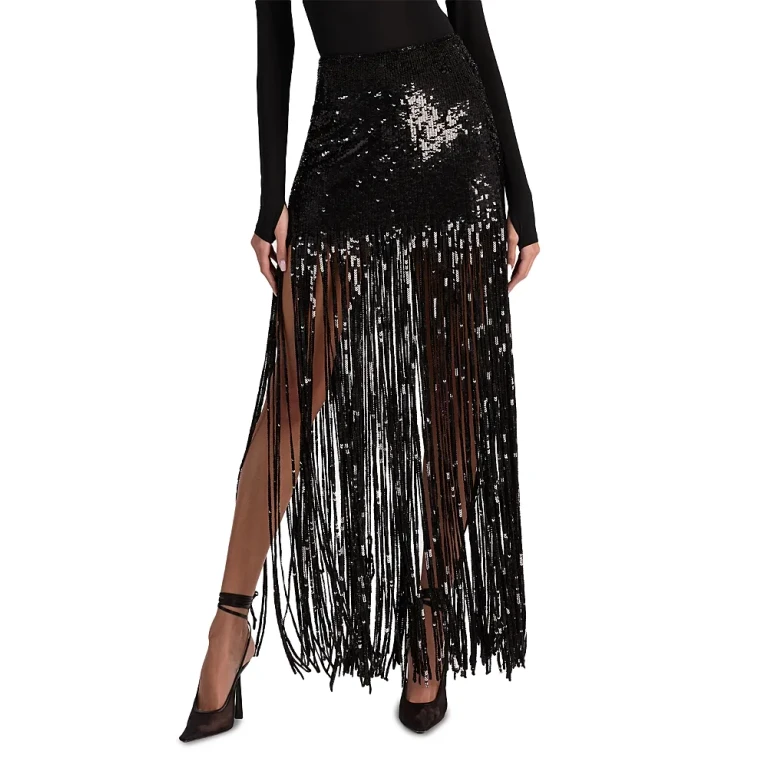 Alice and Olivia Kendra Sequinned Fringe Skirt