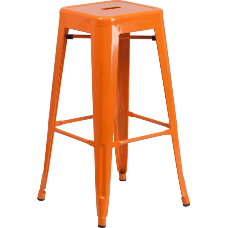 Orange Metal Stackable Bar Stool
