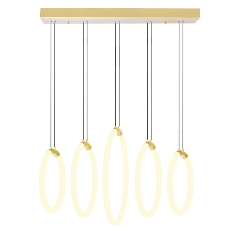 Satin Gold LED Chandelier from the Hoops Collection