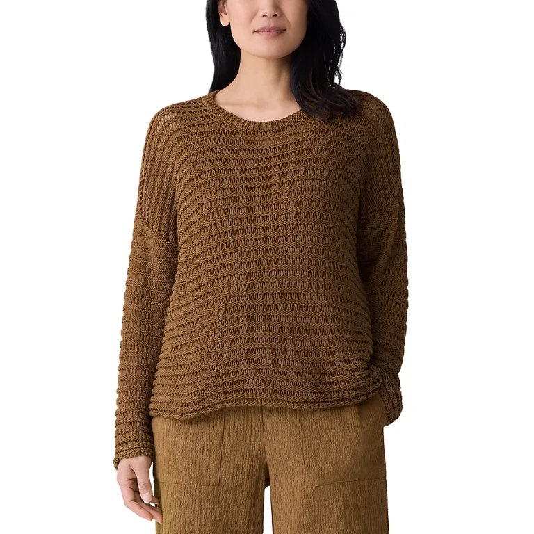 Eileen Fisher Crewneck Cord Yarn Pullover Sweater