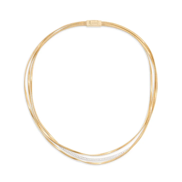 Marco Bicego 18K Yellow & White Gold Marrakech Diamond Three Strand Necklace, 16.5