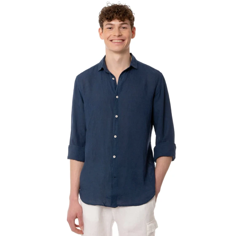 MC2 Saint Barth Pamplona Navy Linen Shirt