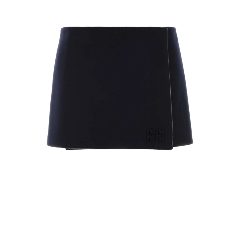 Miu Miu Midnight Blue Wool Blend Reversible Mini Skirt