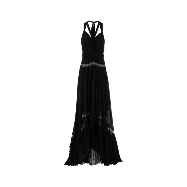Asymmetrical Midi Georgette Dress with Lace Inserts (2A746AN0990)