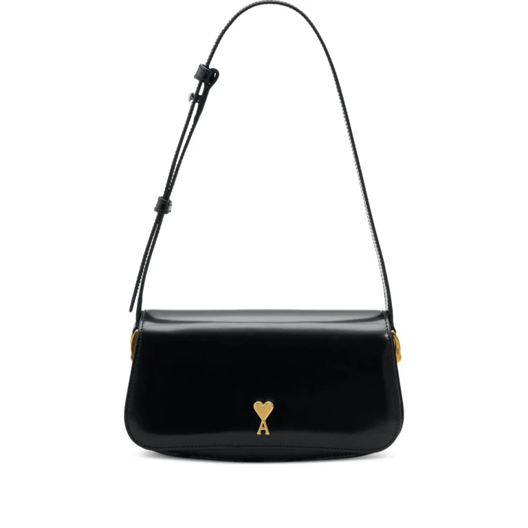 Ami Alexandre Mattiussi Black Shoulder Bag paris Paris With Adjustable And Removable Strap And Adc Plate On The Front In Leather For Women