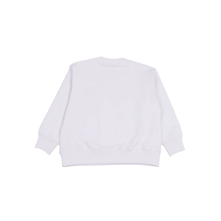 Mm6 Maison Margiela Kids Sweaters White Cotton Rib Elastane Crewneck
