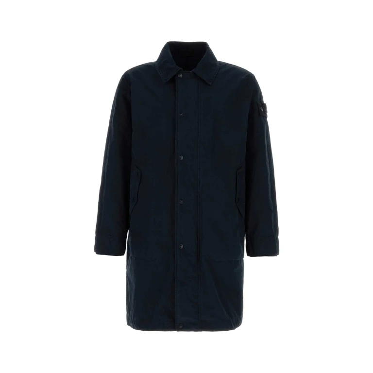 Stone Island Midnight Blue Polyester Blend Trench Coat