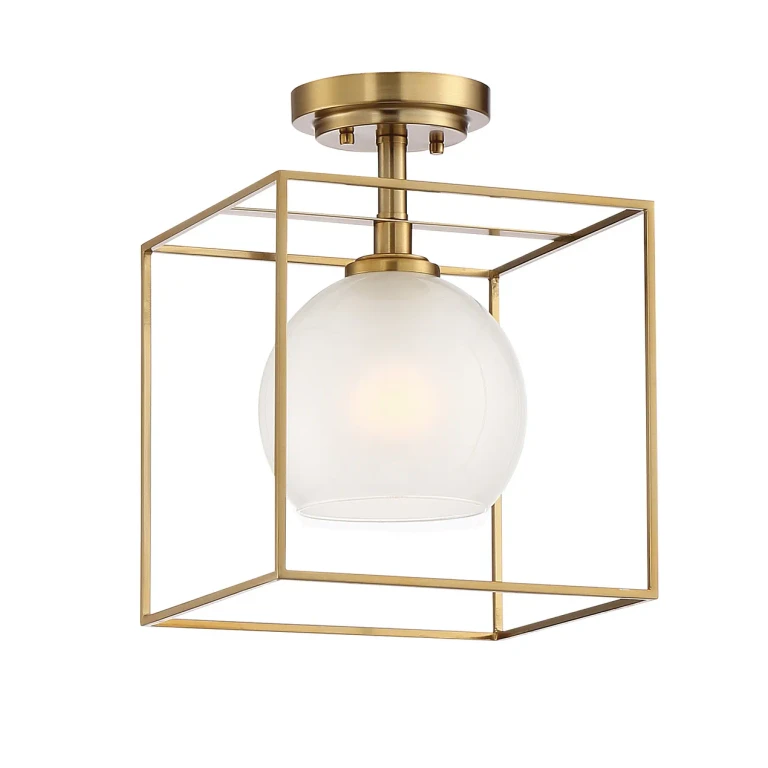 Brushed Gold One Light Semi-Flushmount from the Cowen Collection