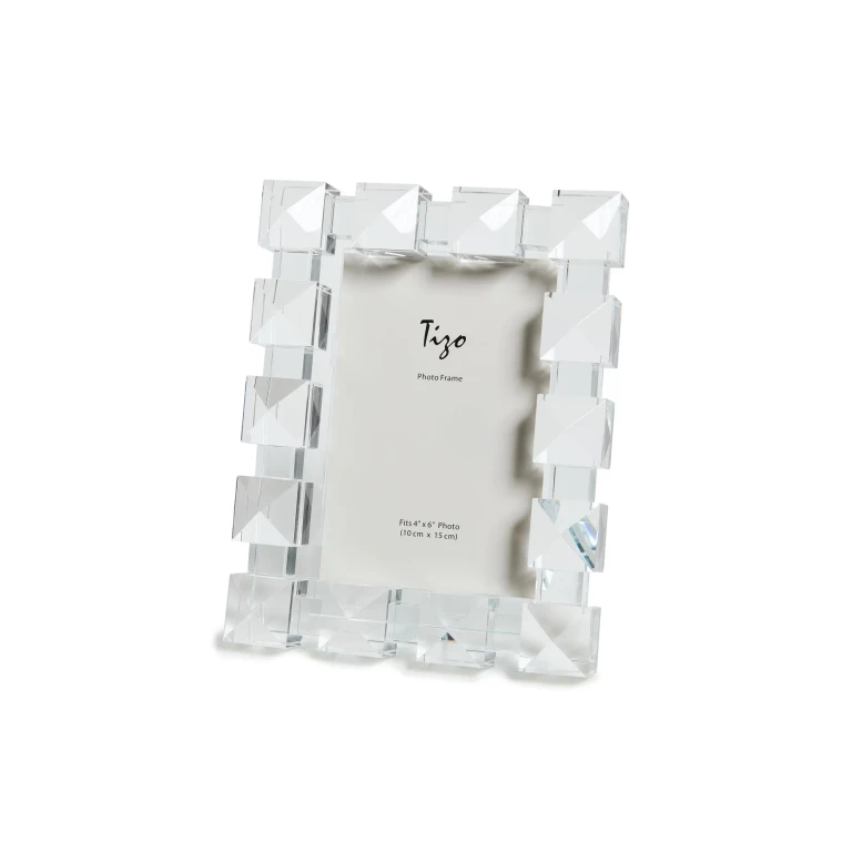 Tizo Design Glass Square Pyramid Photo Frame 4x6 Clear One Size